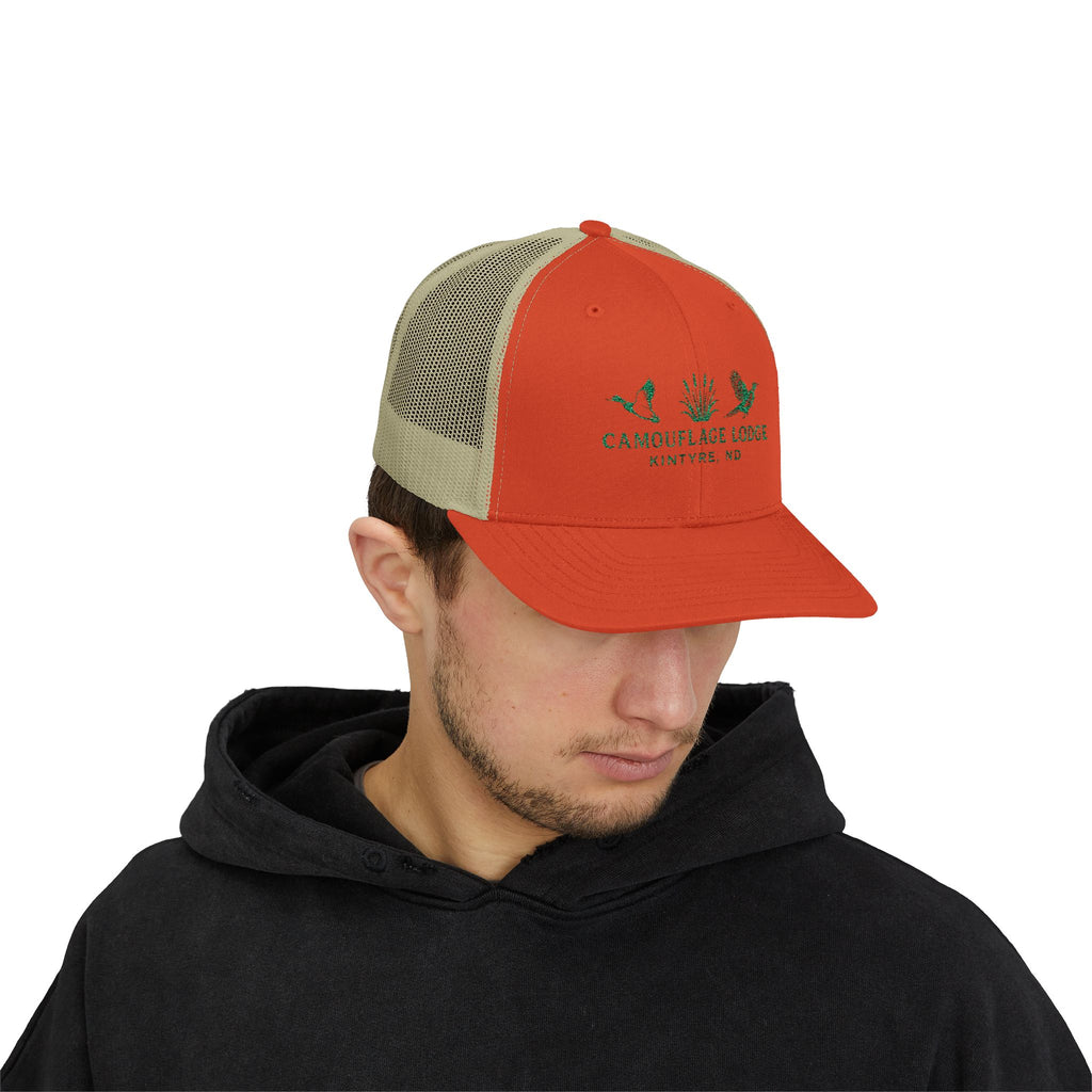 Camouflage Lodge Snapback Trucker - Blaze Orange